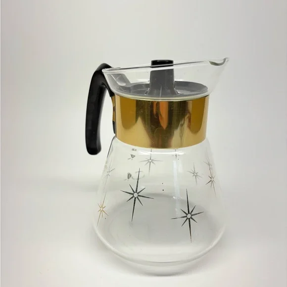 Vintage MCM Pyrex Corning 1960s Atomic Star Burst 4-6 Cup Coffee Pot Carafe - Picture 3 of 10